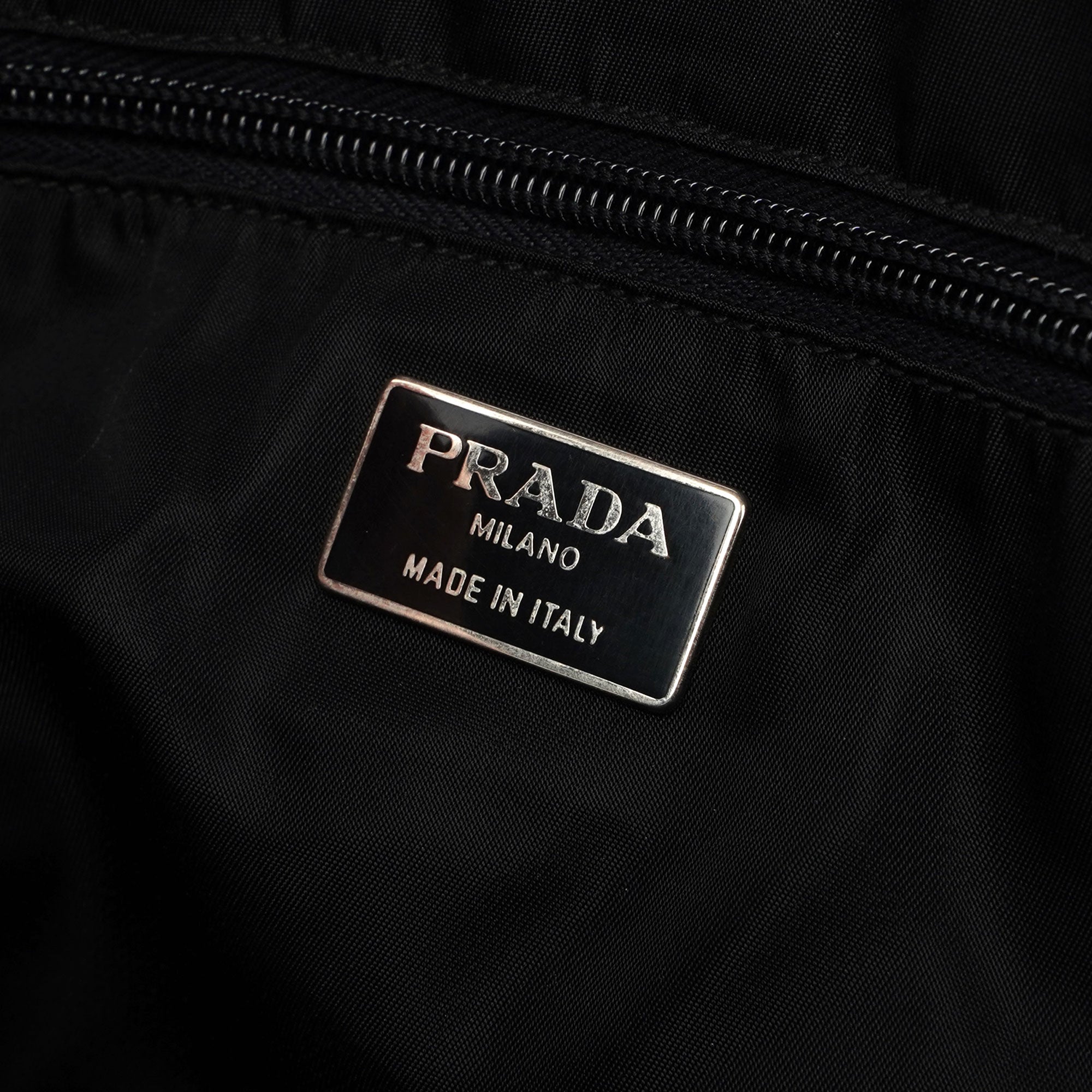 Prada Black Nylon Plastic Handle Tote