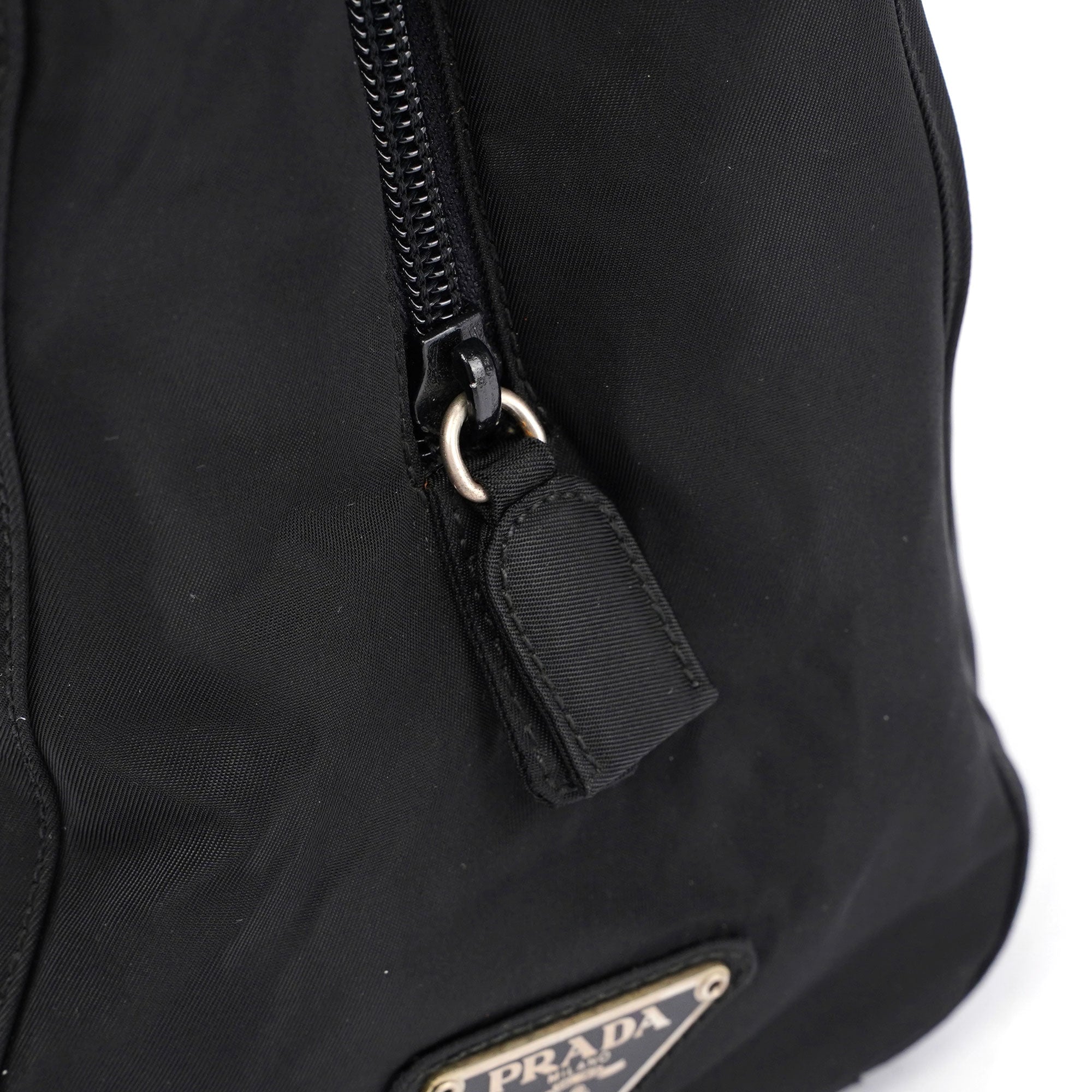 Prada Black Nylon Plastic Handle Tote