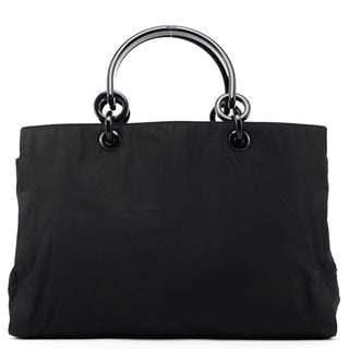 Prada Black Nylon Plastic Handle Tote