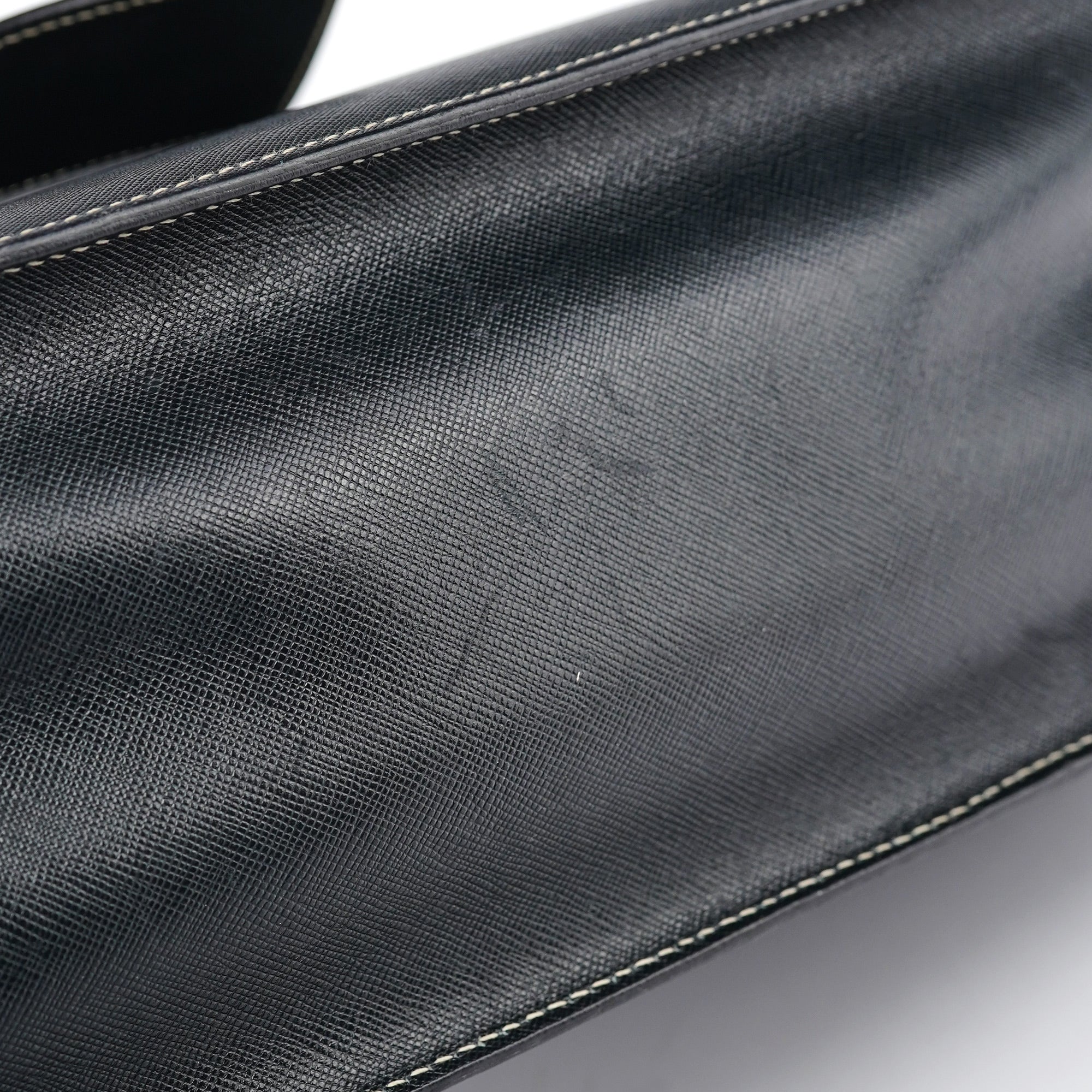 Prada Black Saffiano Contrast Stitch Tote Bag