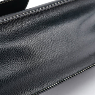 Prada Black Saffiano Contrast Stitch Tote Bag