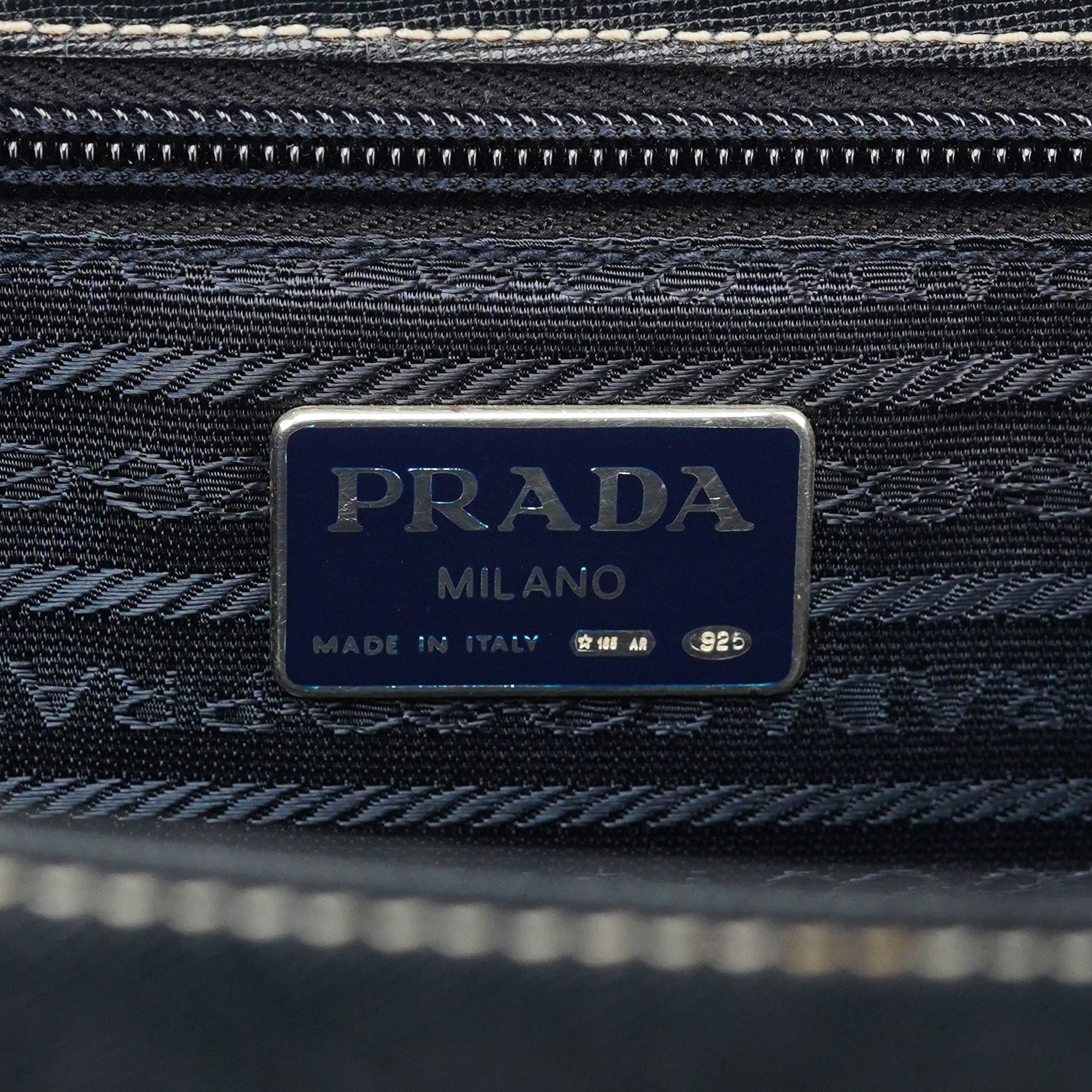 Prada Black Saffiano Contrast Stitch Tote Bag