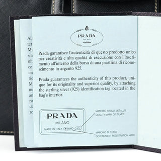 Prada Black Saffiano Contrast Stitch Tote Bag