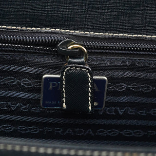 Prada Black Saffiano Contrast Stitch Tote Bag
