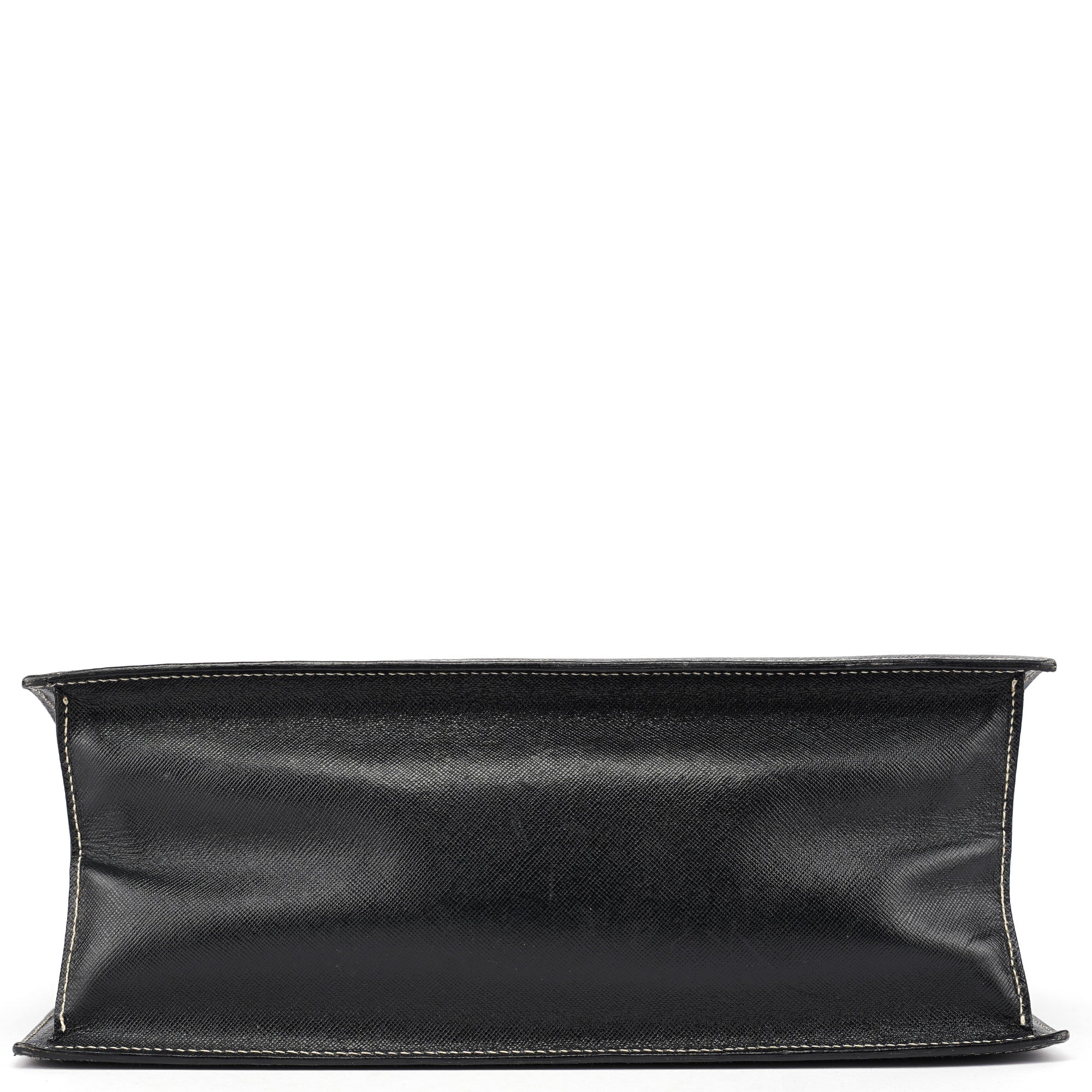 Prada Black Saffiano Contrast Stitch Tote Bag