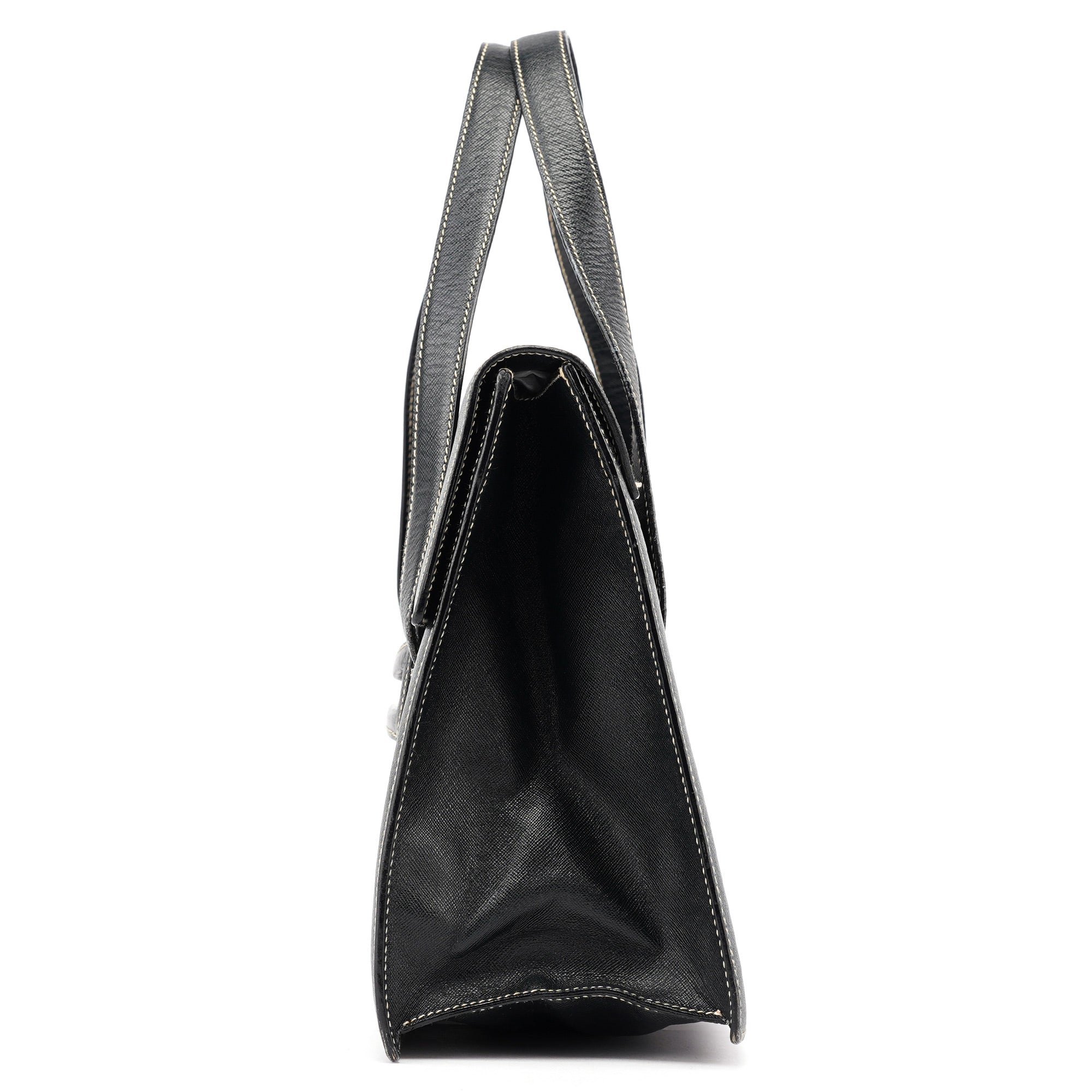 Prada Black Saffiano Contrast Stitch Tote Bag