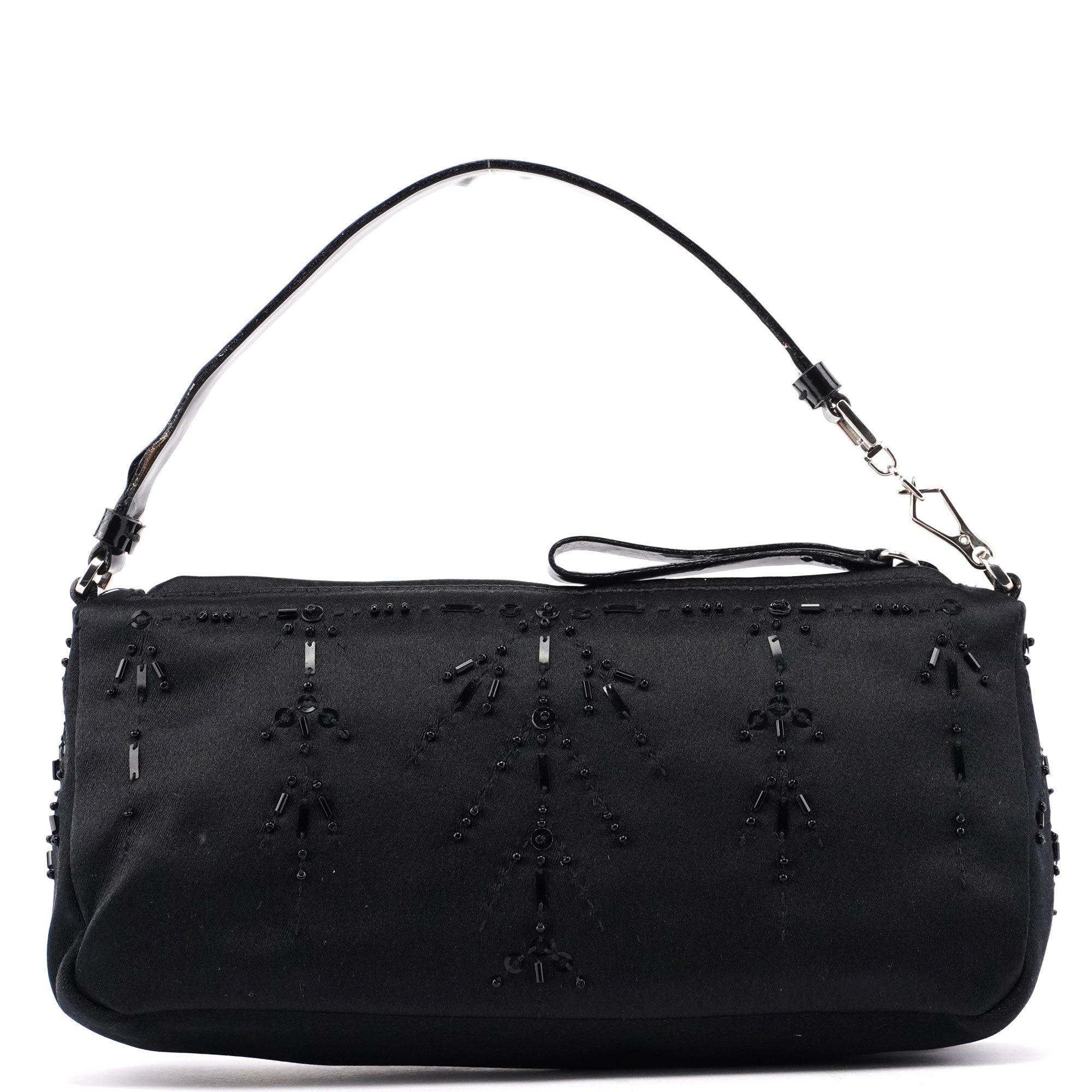 Prada Black Satin Sequin Mini Hobo Bag