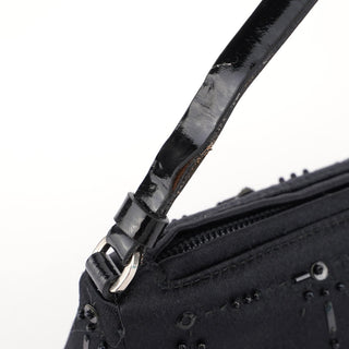 Prada Black Satin Sequin Mini Hobo Bag