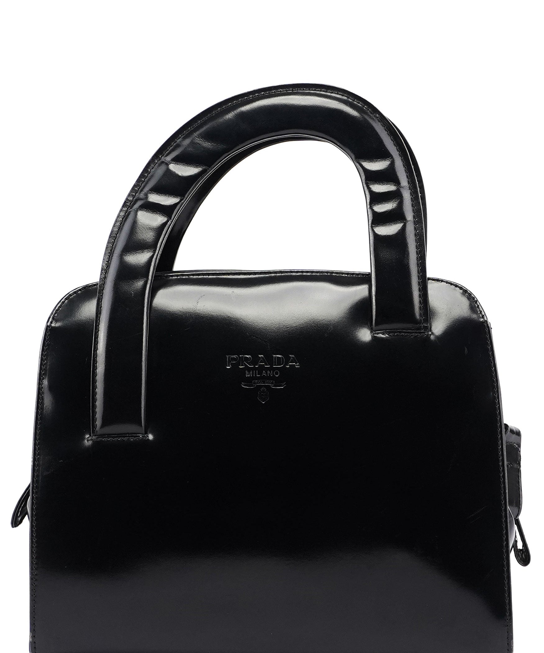 Prada Black Spazzolato Asymmetrical Tote