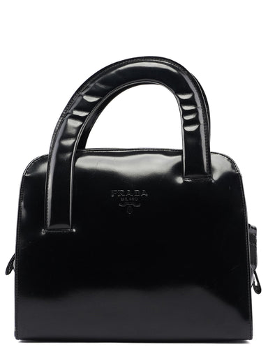 Prada Black Spazzolato Asymmetrical Tote