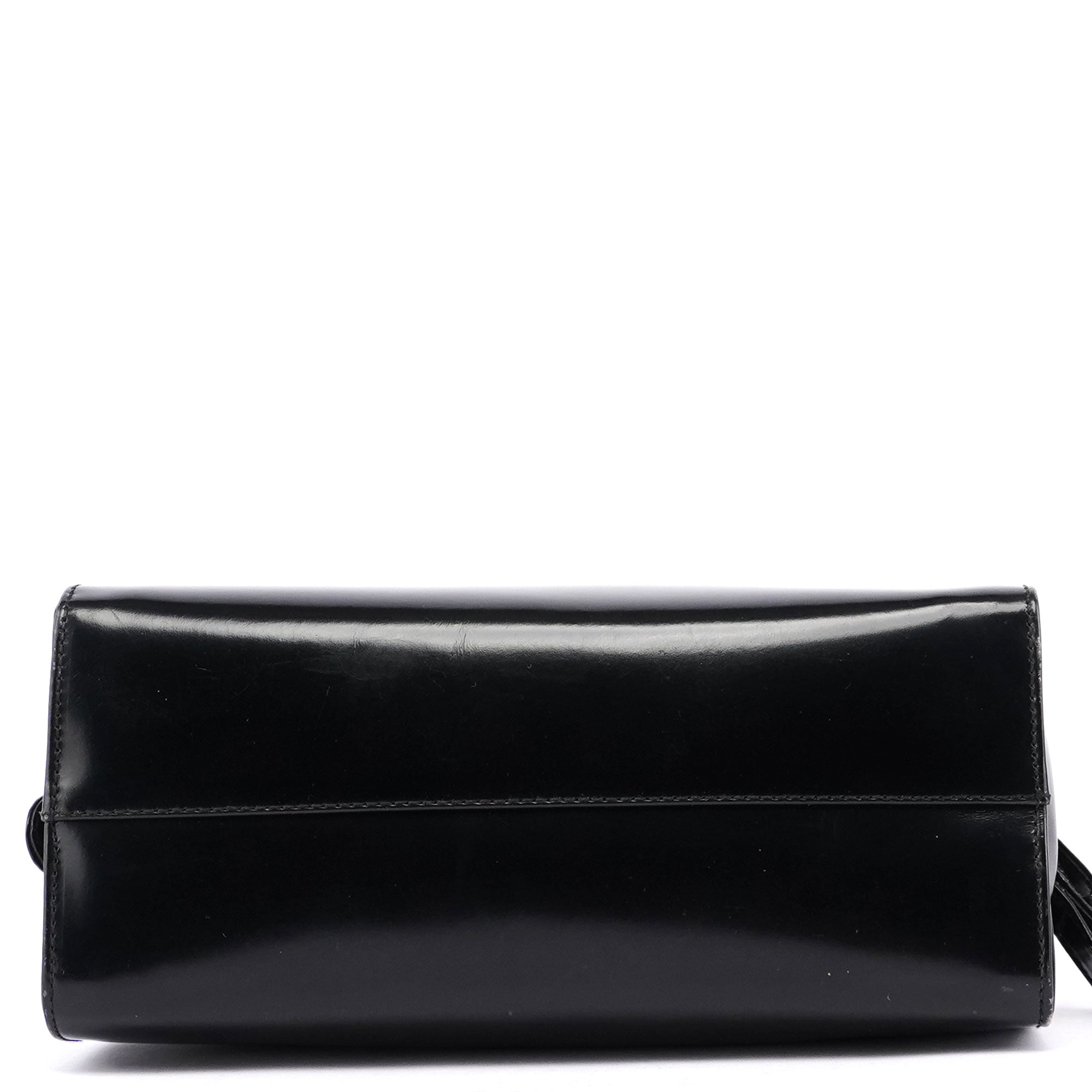 Prada Sac cabas Spazzolato Asymmetrical en cuir verni noir