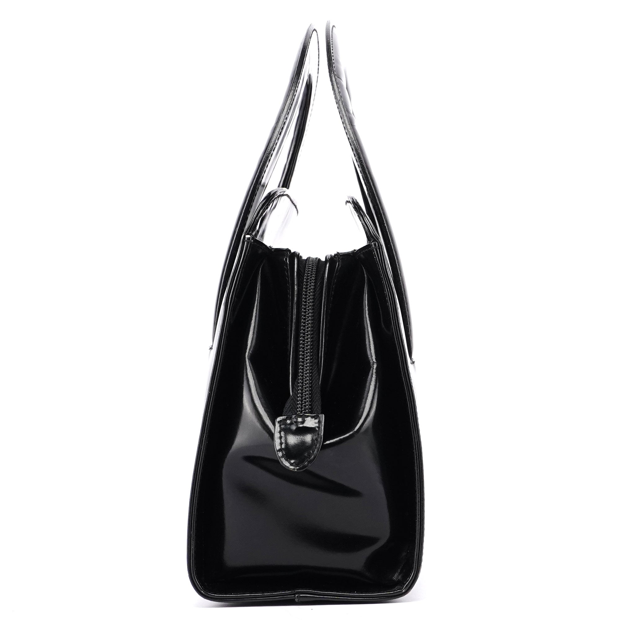 Prada Sac cabas Spazzolato Asymmetrical en cuir verni noir