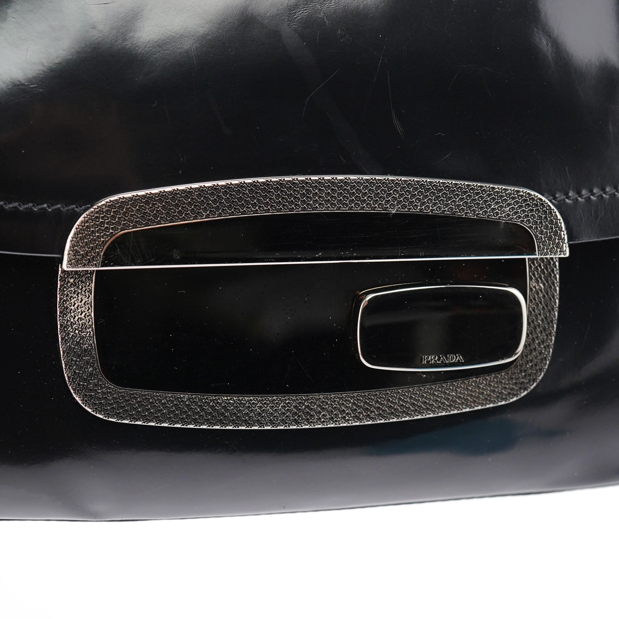 Prada Black Spazzolato Chain Buckle Shoulder Bag