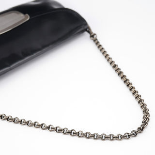 Prada Black Spazzolato Chain Buckle Shoulder Bag