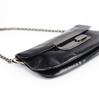 Prada Black Spazzolato Chain Buckle Shoulder Bag