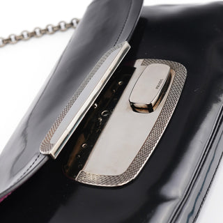 Prada Black Spazzolato Chain Buckle Shoulder Bag