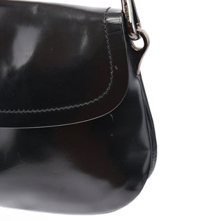 Prada Black Spazzolato Chain Buckle Shoulder Bag