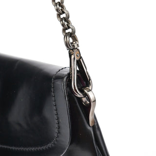 Prada Black Spazzolato Chain Buckle Shoulder Bag