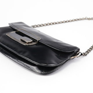 Prada Black Spazzolato Chain Buckle Shoulder Bag