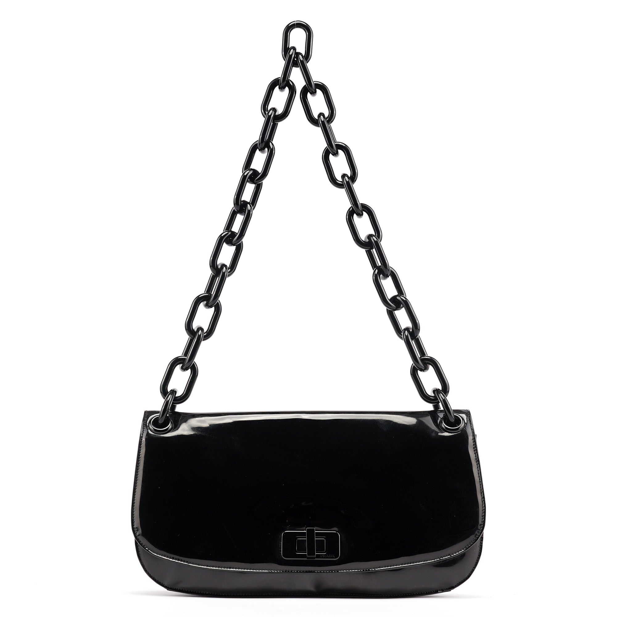 Prada Black Spazzolato Chain Shoulder Bag