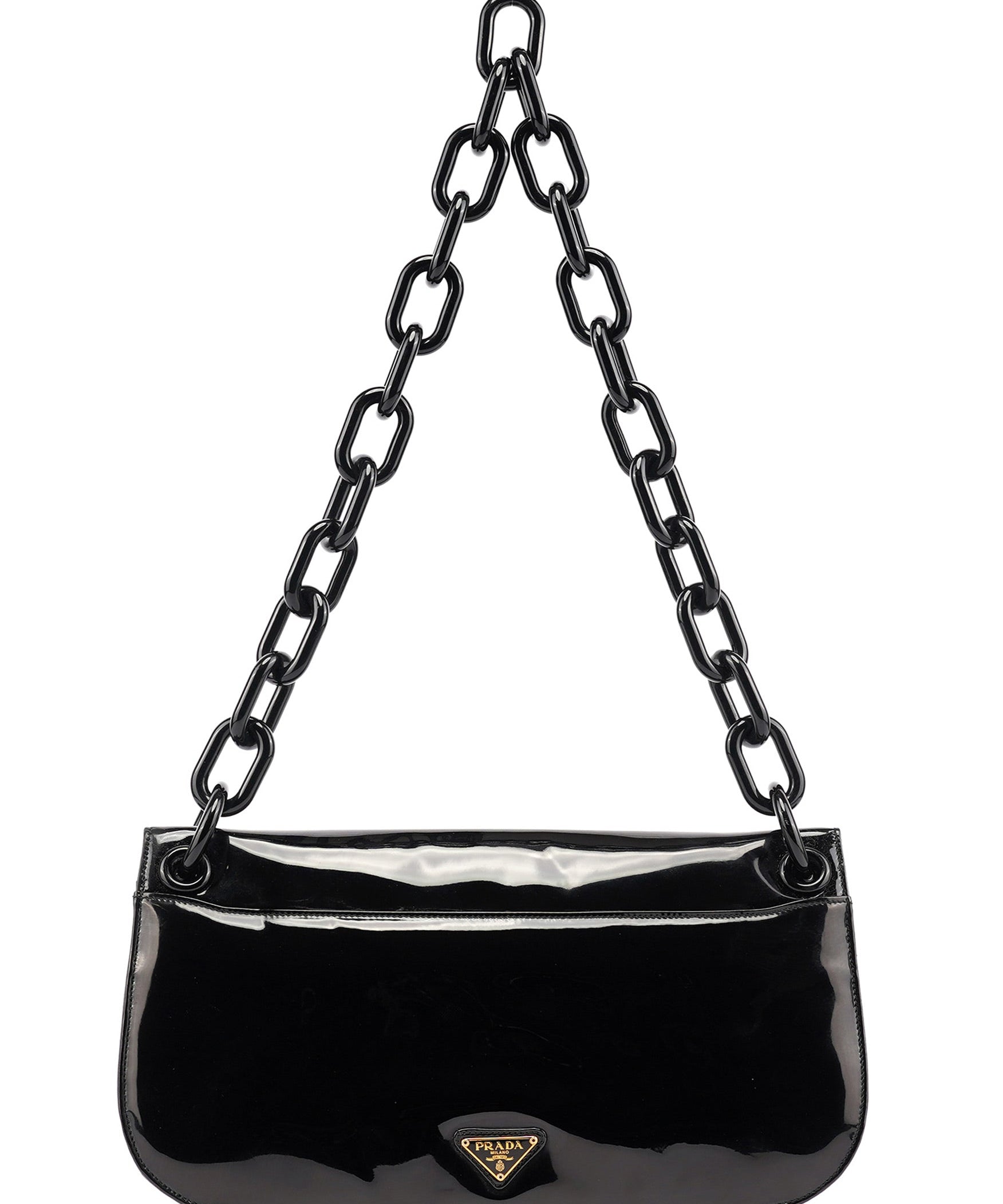 Prada Black Spazzolato Chain Shoulder Bag
