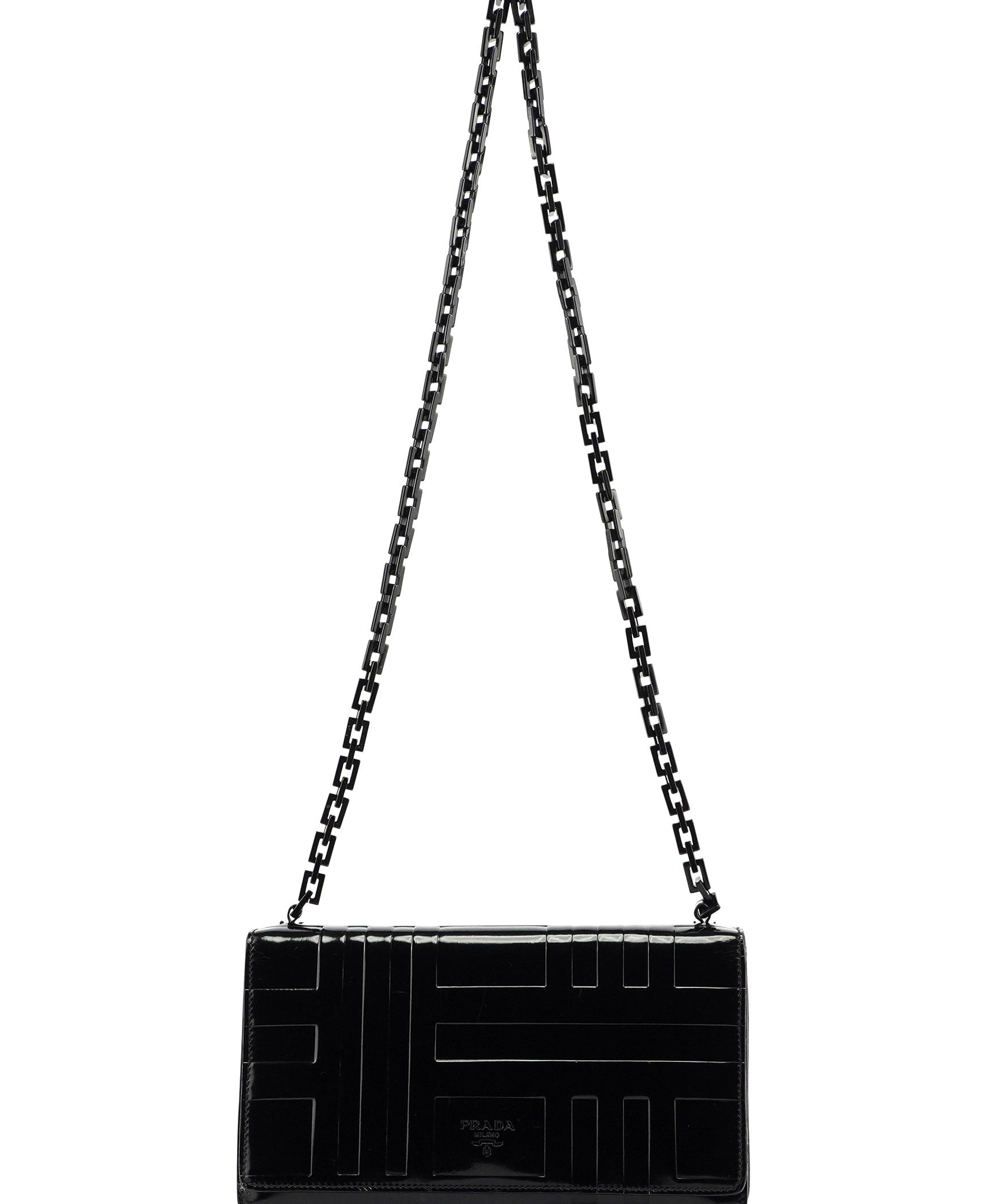 Prada Black Spazzolato Embossed Shoulder Bag