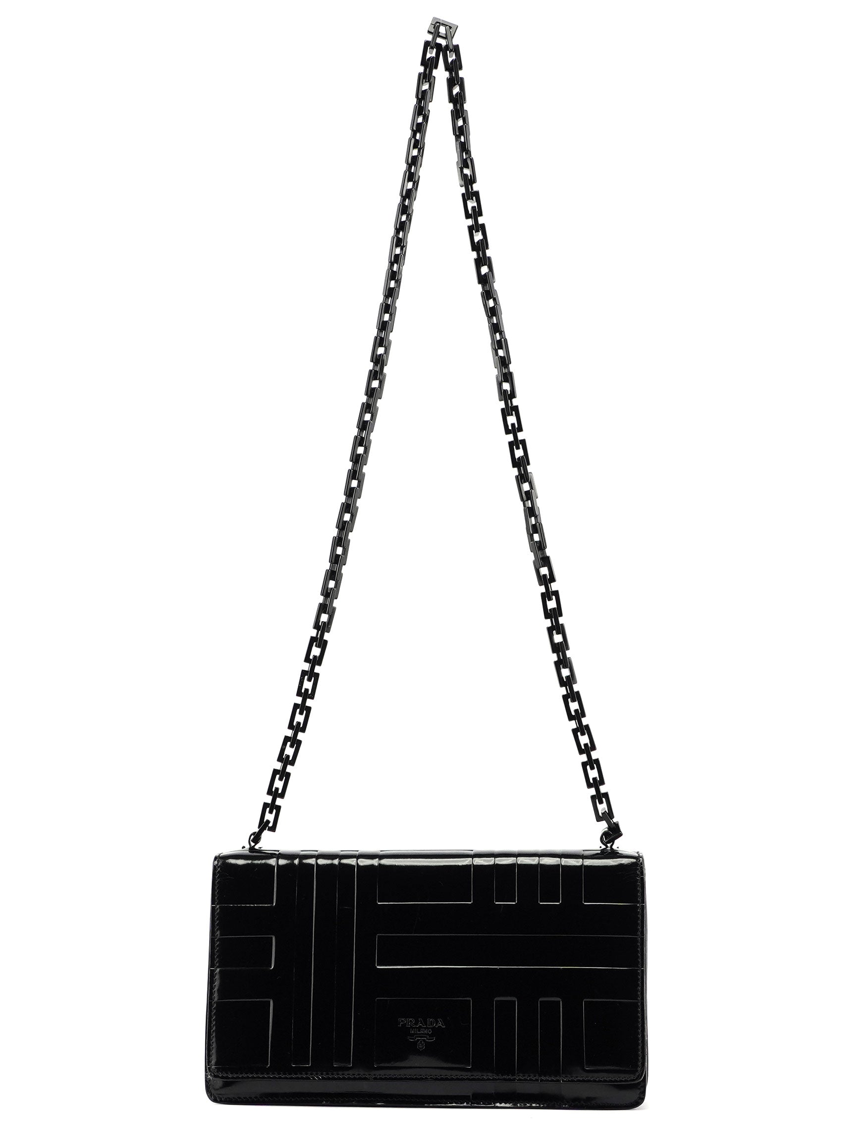 Prada Black Spazzolato Embossed Shoulder Bag