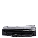 Prada B6711 Sac porté épaule Spazzolato en cuir verni embossé noir