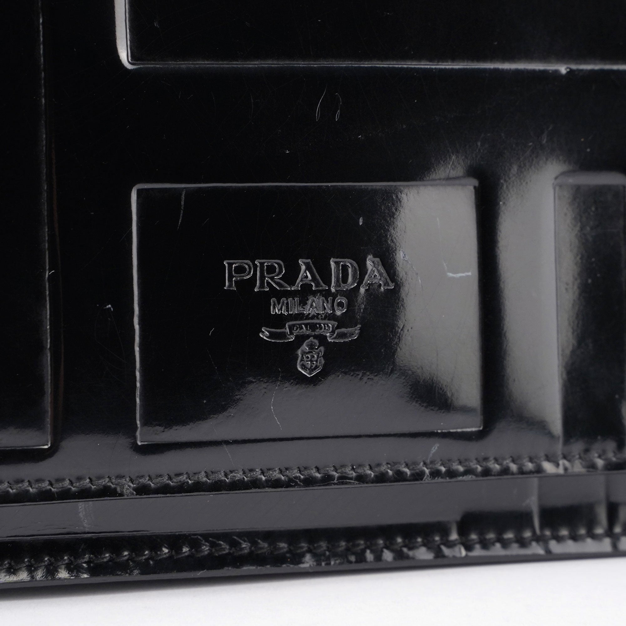 Prada Black Spazzolato Embossed Shoulder Bag