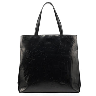 Prada Black Spazzolato Embossed Tote Bag