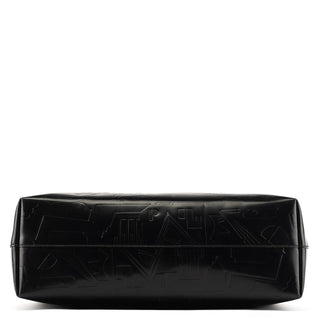 Prada Black Spazzolato Embossed Tote Bag