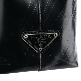 Prada Black Spazzolato Embossed Tote Bag