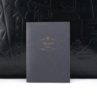 Prada Black Spazzolato Embossed Tote Bag