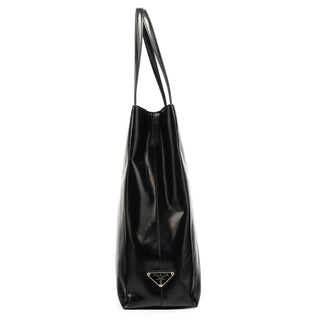 Prada Black Spazzolato Embossed Tote Bag