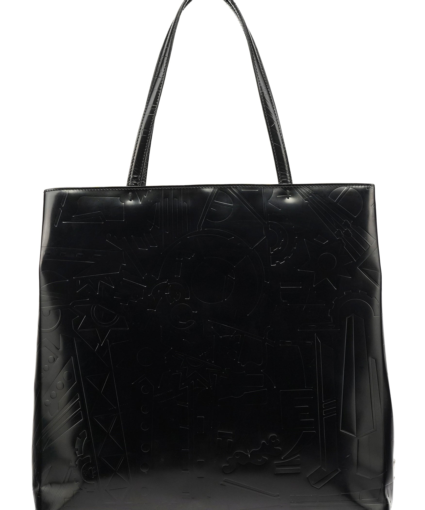 Prada Black Spazzolato Embossed Tote Bag