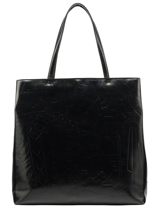 Prada Black Spazzolato Embossed Tote Bag