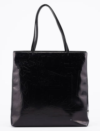 Prada Black Spazzolato Embossed Tote Bag