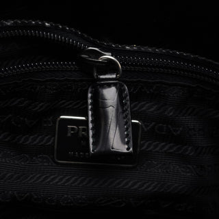 Prada Black Spazzolato Embossed Tote Bag