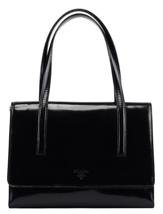 Prada Black Spazzolato Flap Tote