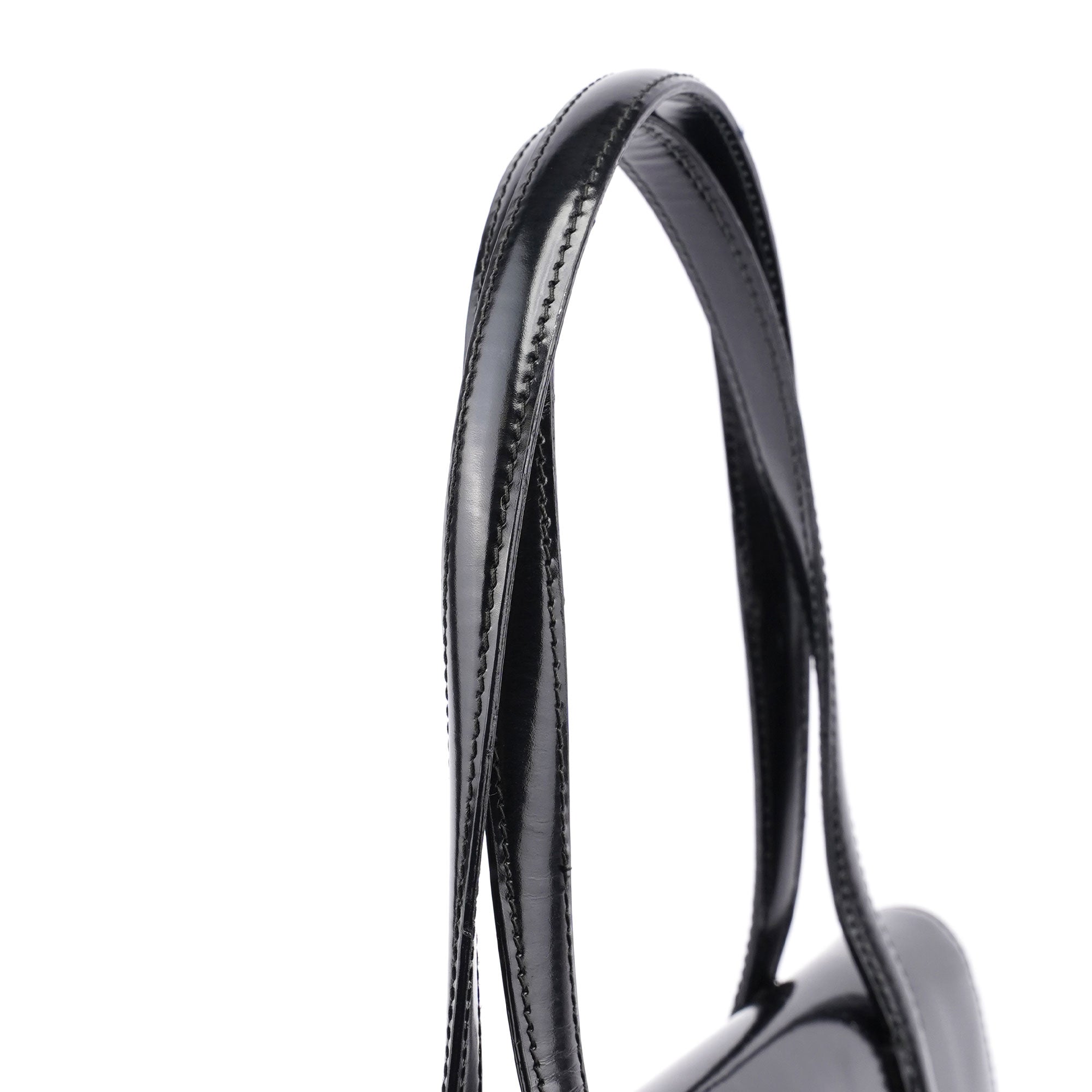 Prada Sac cabas à rabat Spazzolato en cuir verni noir