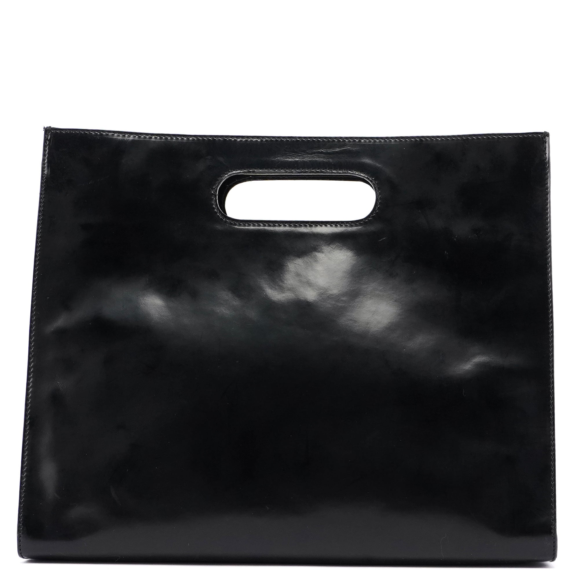Prada Sac à main Spazzolato en cuir verni noir