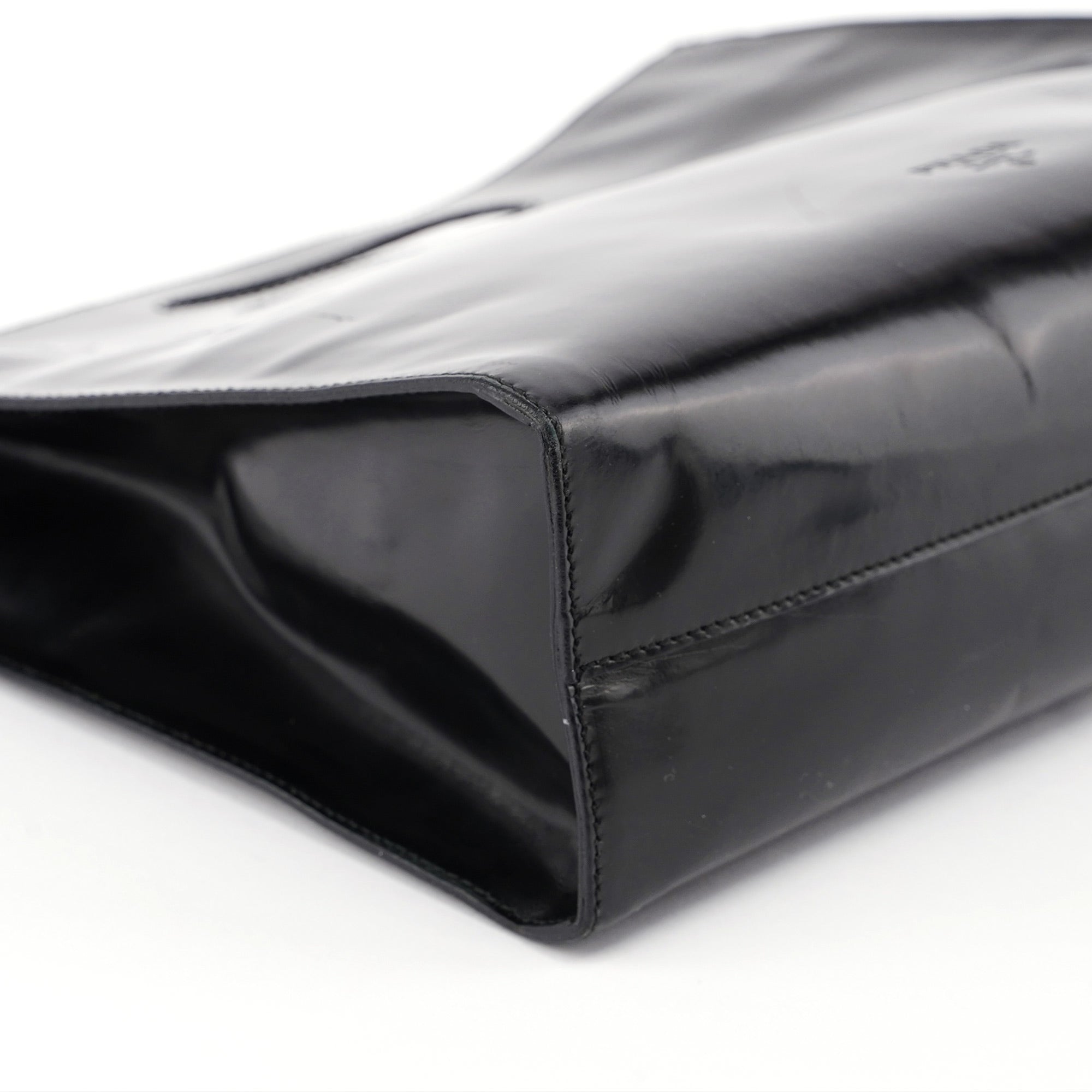 Prada Sac à main Spazzolato en cuir verni noir