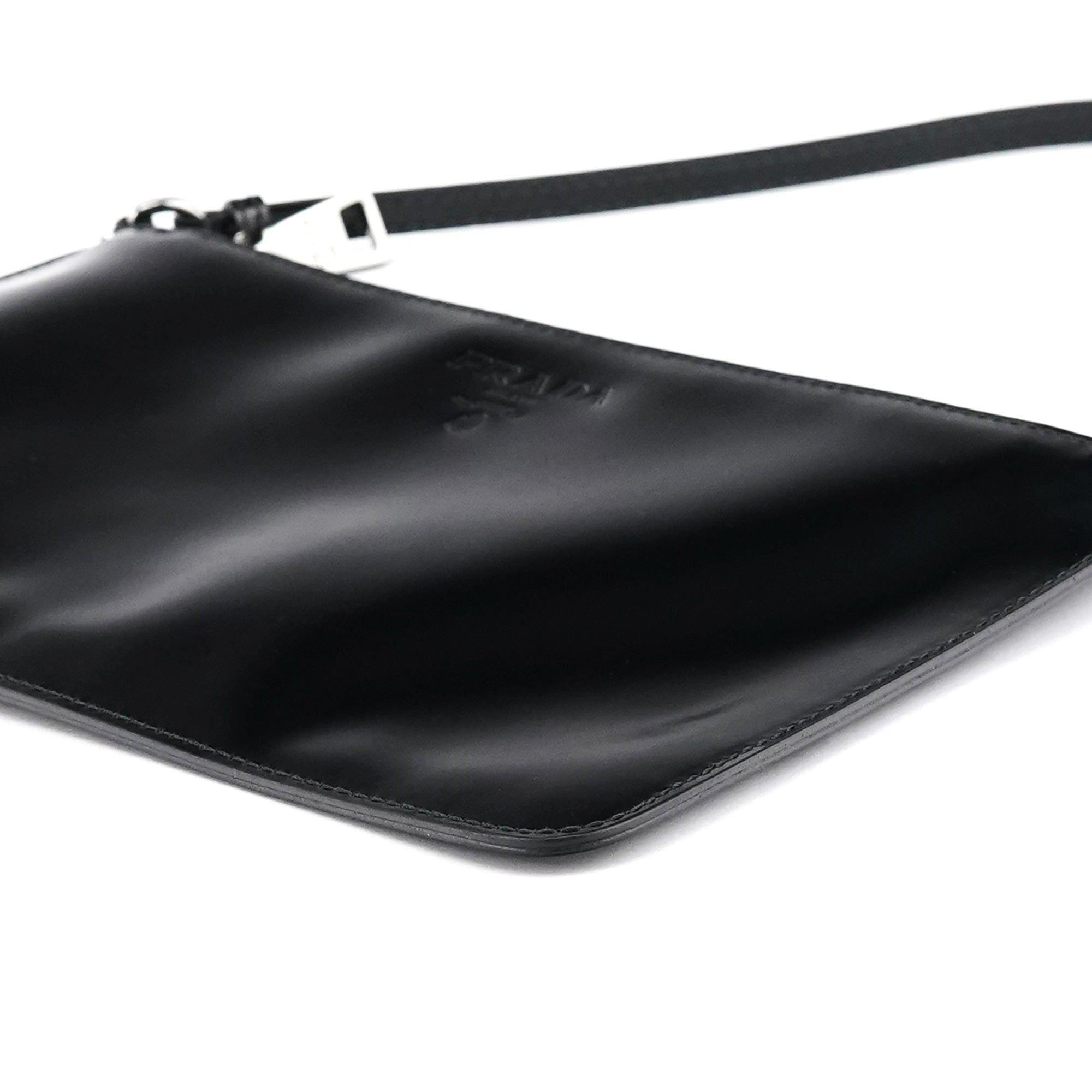Prada Black Spazzolato Mini Pochette Bag
