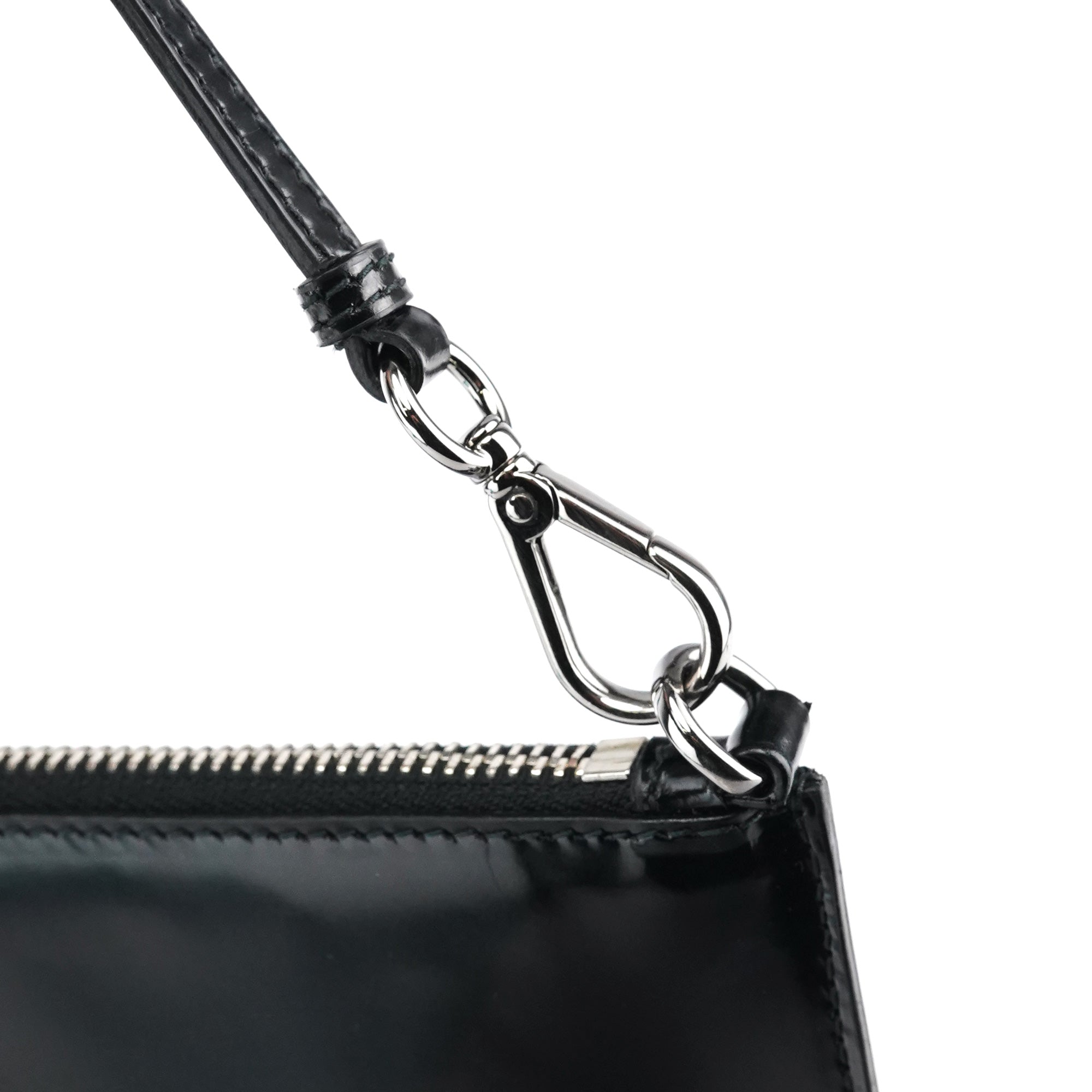 Prada Black Spazzolato Mini Pochette Bag
