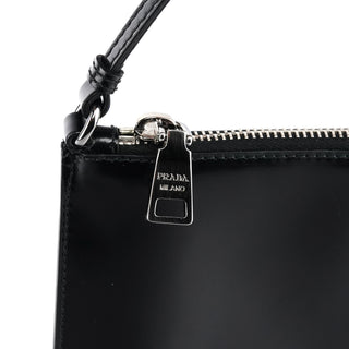 Prada Black Spazzolato Mini Pochette Bag