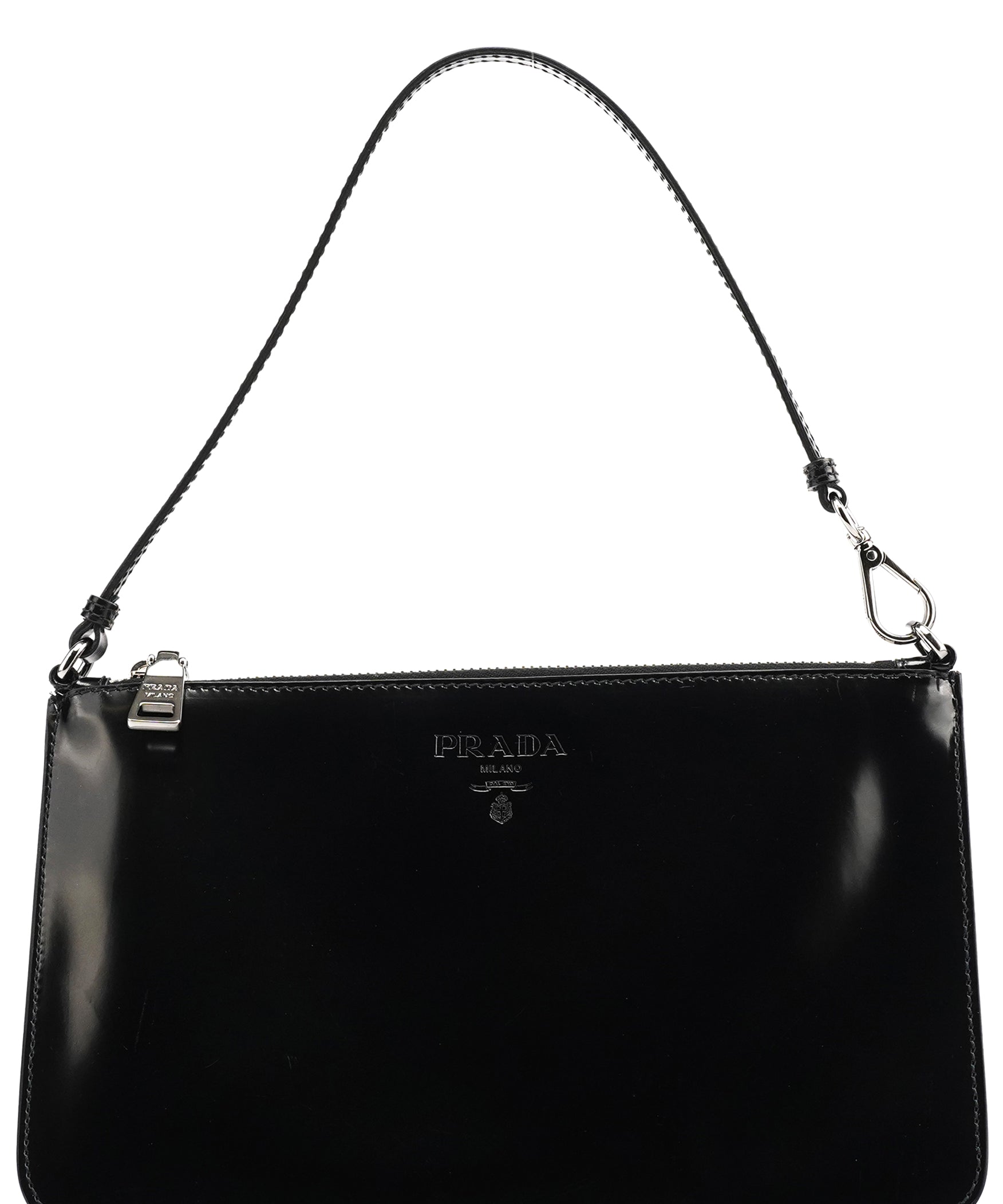 Prada Black Spazzolato Mini Pochette Bag