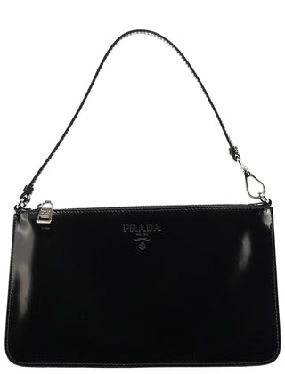 Prada Black Spazzolato Mini Pochette Bag