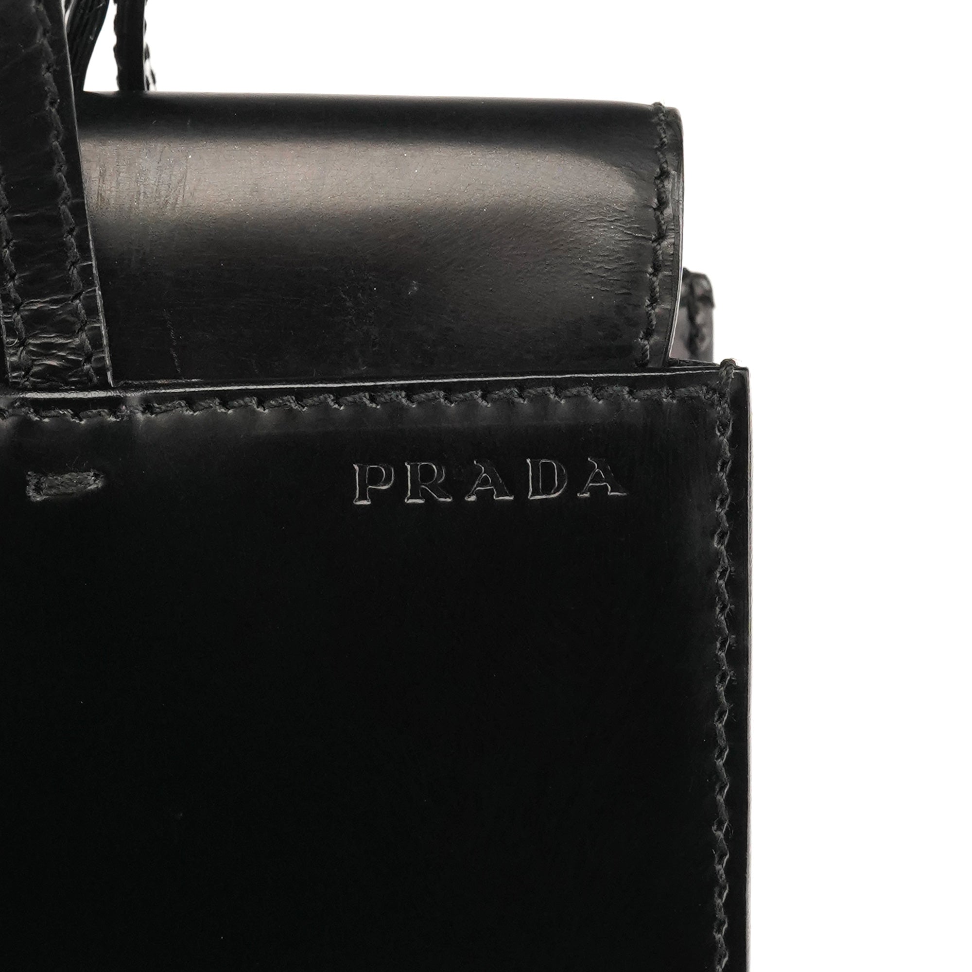 Prada Black Spazzolato Mini Tote Bag