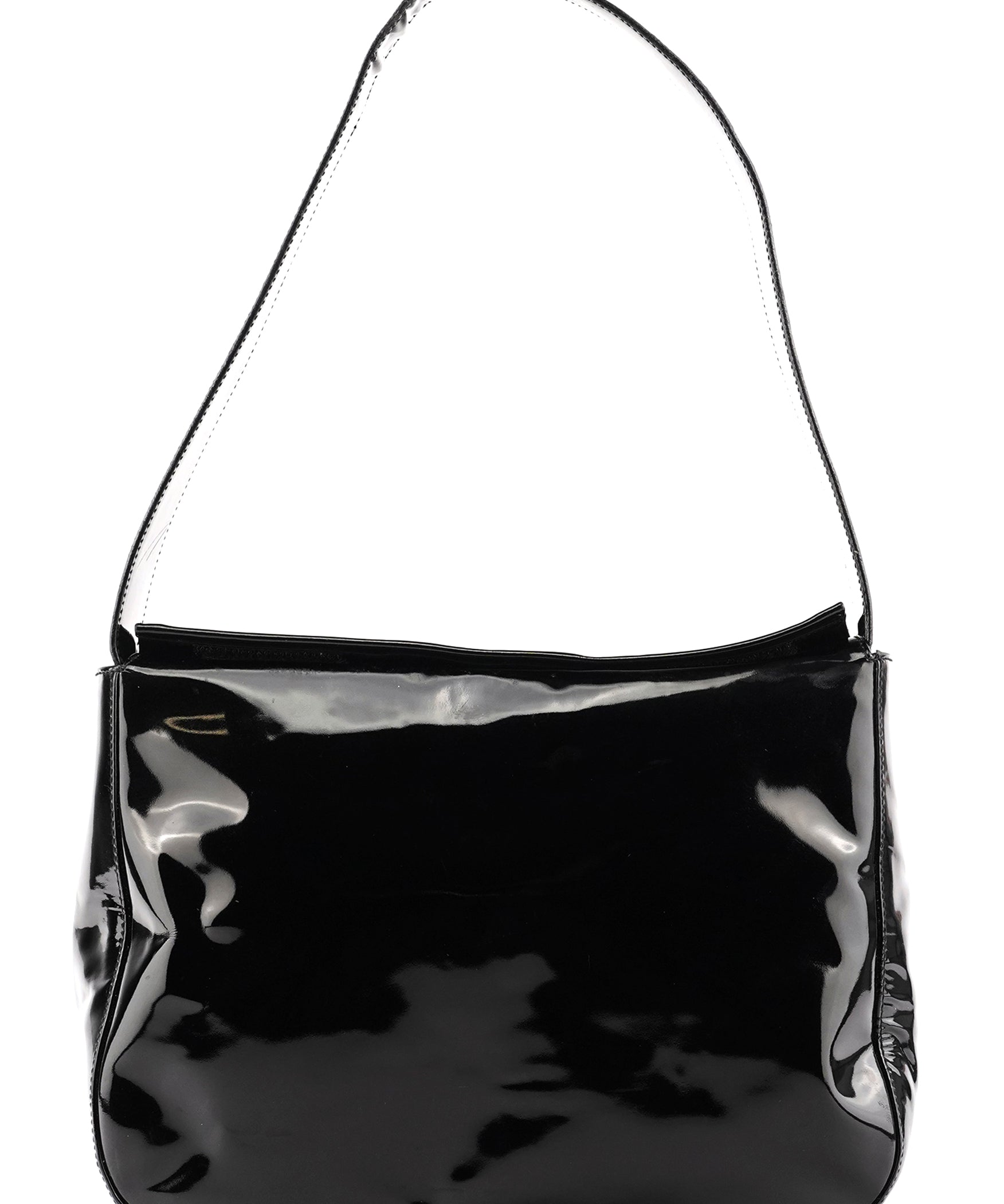 Prada Black Spazzolato Patent Leather Shoulder Bag