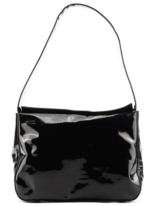 Prada Black Spazzolato Patent Leather Shoulder Bag